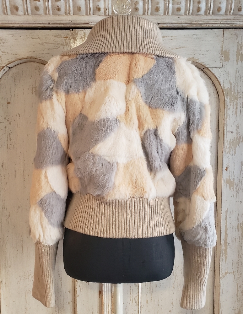 bebe Multicolor Fur Bomber Jacket - Picture 4 of 16